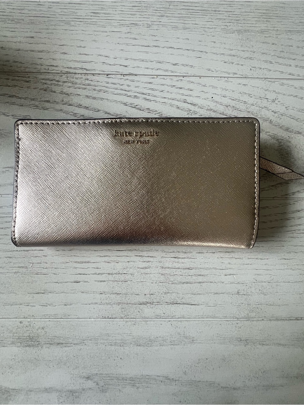 Kate Spade Metallic Blush Gold Zip Around Wallet